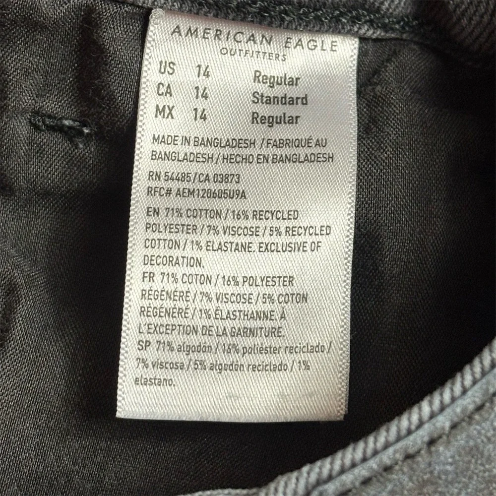 American Eagle Curvy Mom Jeans Womens Size 14 Gray Charcoal Wash High‎ Rise
